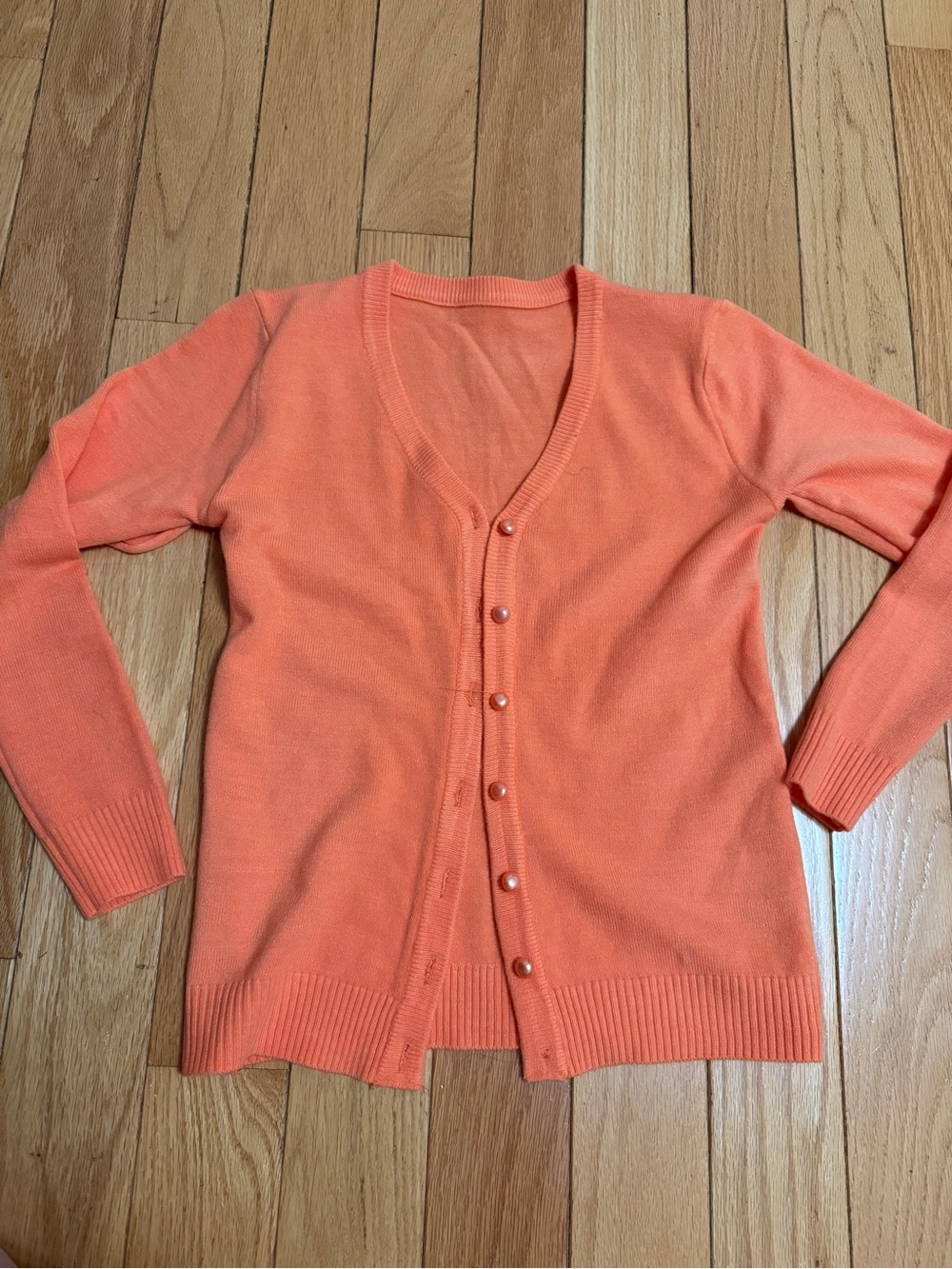 Women's Coral Button-Front V-Neck Cardigan Sweater